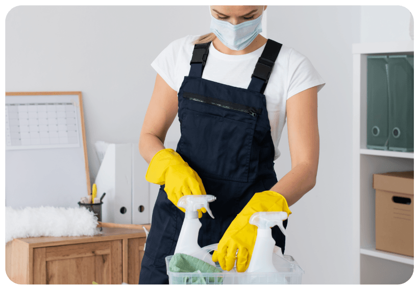 Amigo support worker cleaning a participant's home